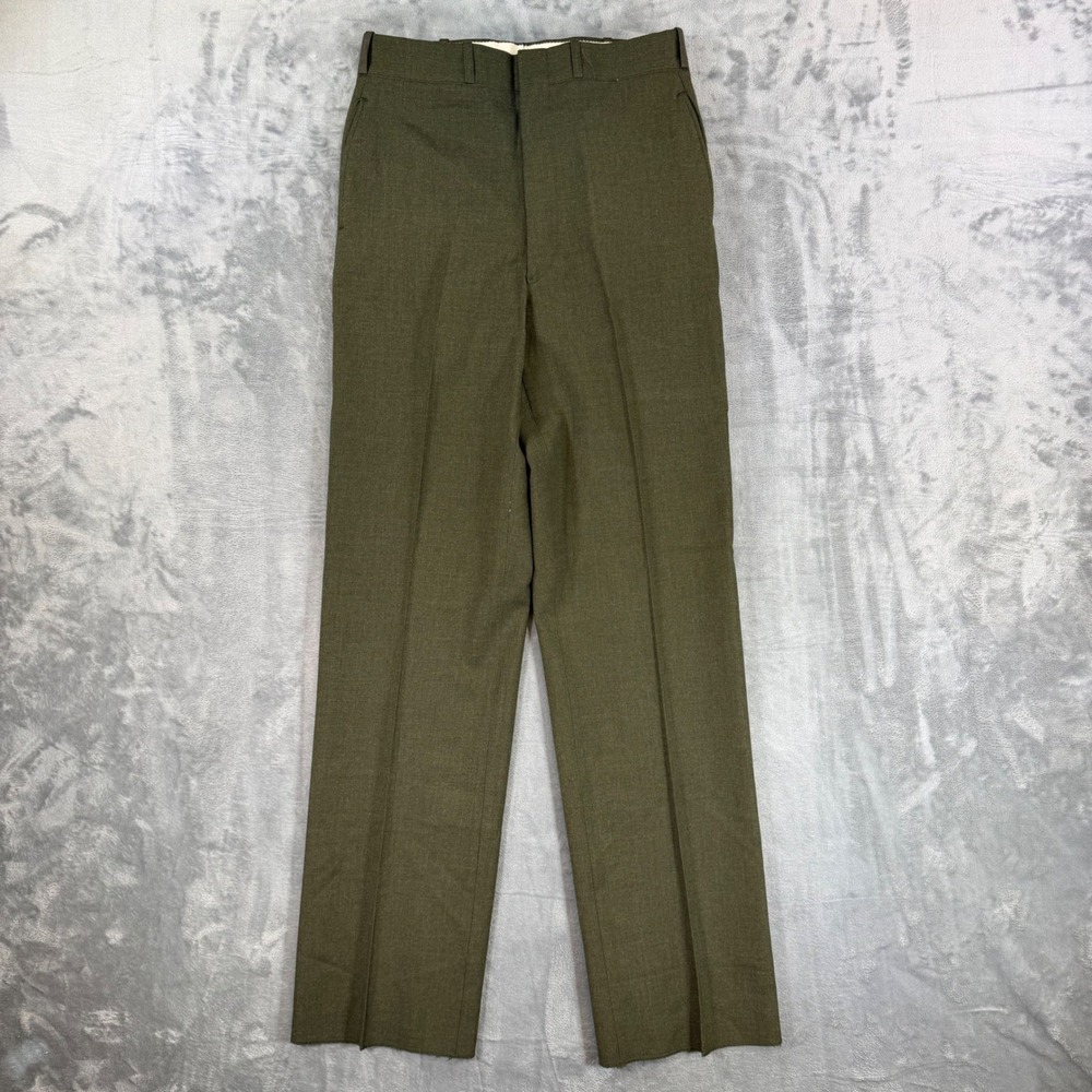 Vintage US Army Wool Serge Trousers Men's 32x36 Green Type II Stein-Way 1968 - Picture 1 of 6